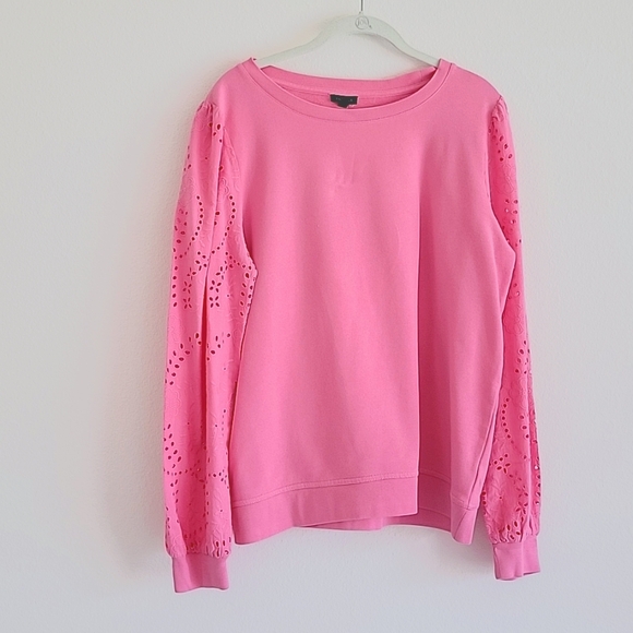Talbots Size Large Pink Eyelet Sweatshirt - Picture 2 of 4